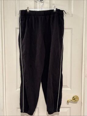 Athleta Black Track Joggers with White Side Piping